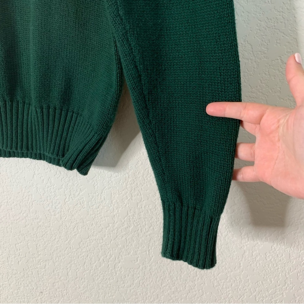 Polo Ralph Lauren Mens green 100% cotton 1/4 pull over sweater L - Picture 2 of 6